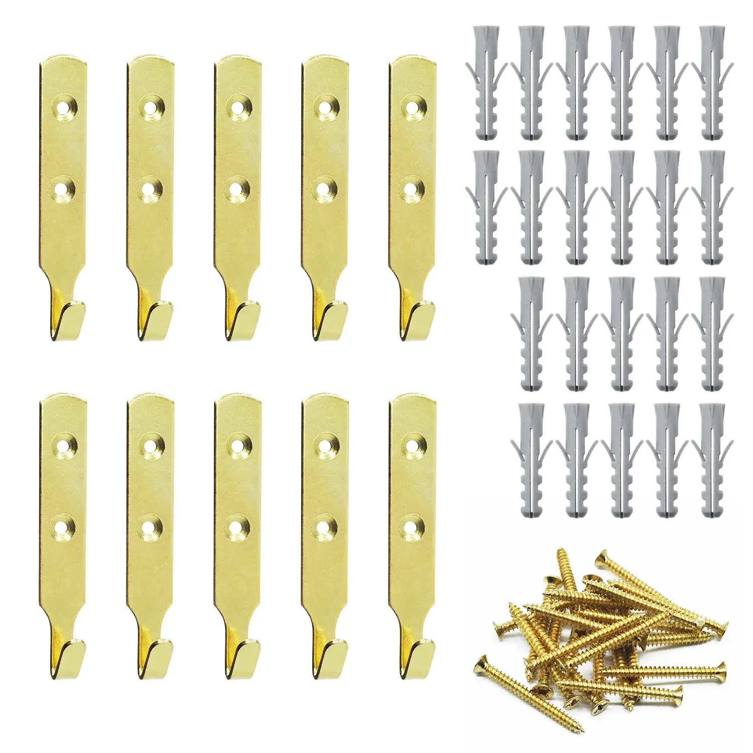 

10pcs Heavy Duty J Wall Hooks Picture Mirror Hanging Hook Wall Mounted Hooks Towel Hook with Screws for Bedroom Kitchen Bathroom