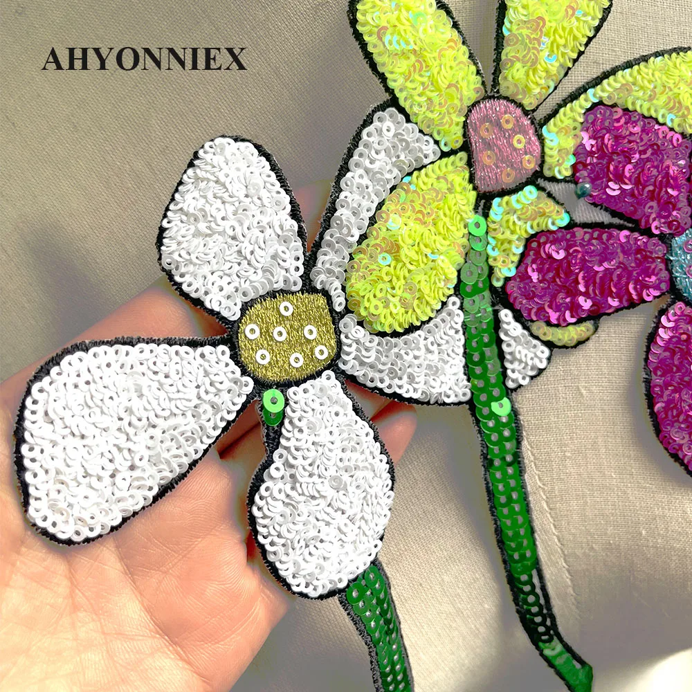 1-teiliger Blumen-Patch, Pailletten-Patch für Kleidung, Kleidung, Aufkleber, Applikationen, zum Aufbügeln