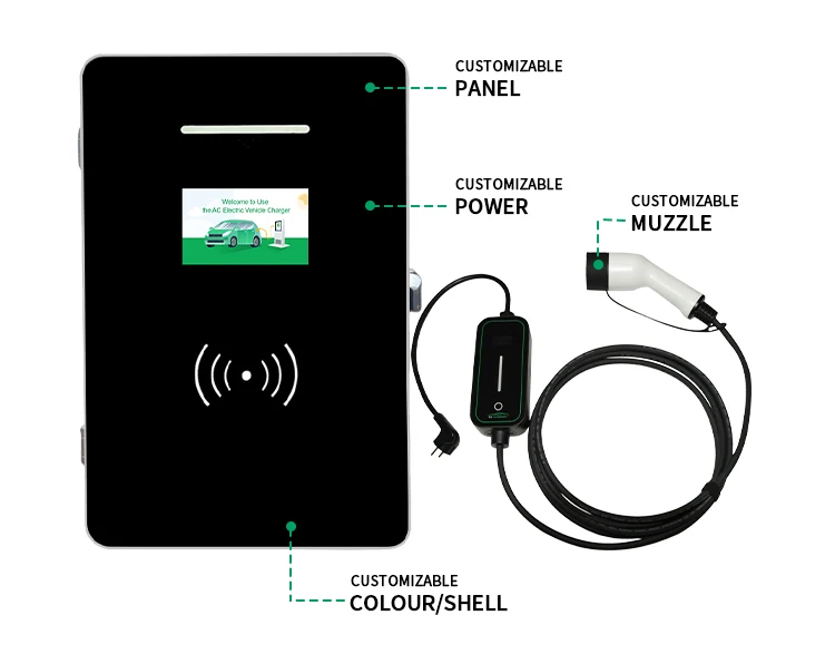 AC parede Post Charger, Veículo Elétrico, Estação de carregamento, Tipo 1, 2 Cabo, DC, 40kW