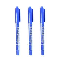 Set of 3 Dual Tip Waterproof Art Markers - Black, Blue, Red (Blue 3 Pcs)