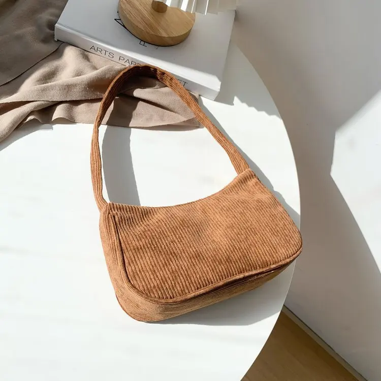 

Corduroy Underarm Bag Casual Women Shoulder Bags Travel Armpit Shopping Pouch Phone Zipper Female Handbag Clutch