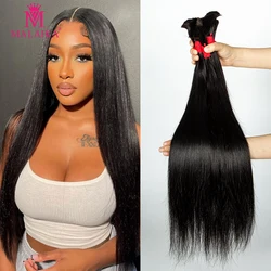 MALAIKA 28 Inch Straight Human Hair Bundles Brazilian Weave 100% Human Hair Extension Natural Black Color Thick Ends Human Hair