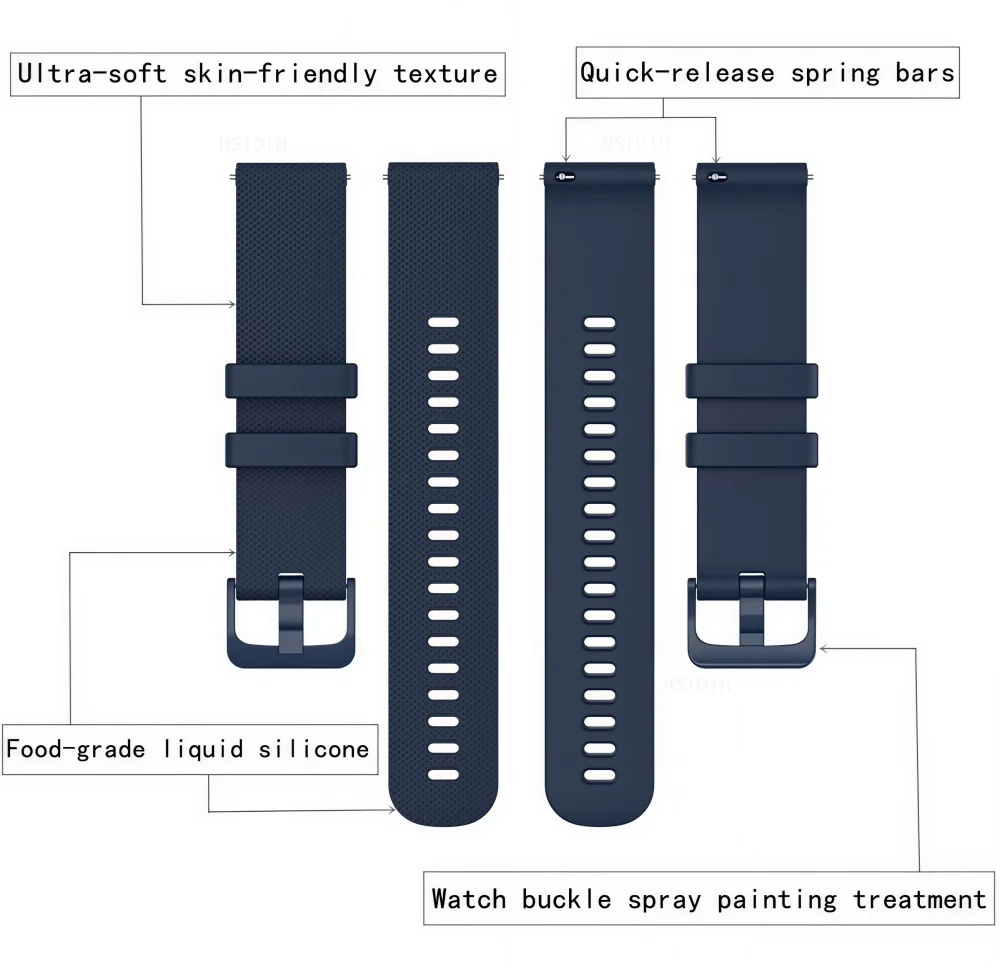 Silicone Quick Release Adjustable Sports Watch Band Bracelet