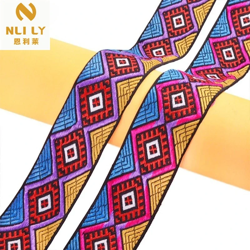 

50 Yards 4cm Garment Accessories, Geometric Ethnic Belt, Jacquard Woven Belt, Decorative Bag Belt, Jewelry Ribbon
