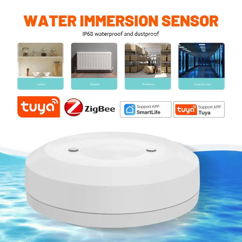 ZigBee TUYA Water Leak Detector Flood Sensor Water Tank Full Water Overflood Linkage Alarm Smart Life APP Remote Monitoring
