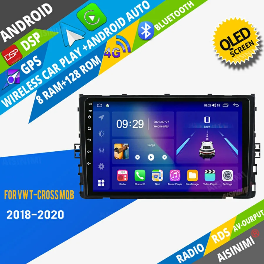 

AISINIMI Android Car Dvd Player navigation For VW T-Cross MQB 2018 2019 2020 car radio Car Audio Gps Multimedia Stereo Monitor