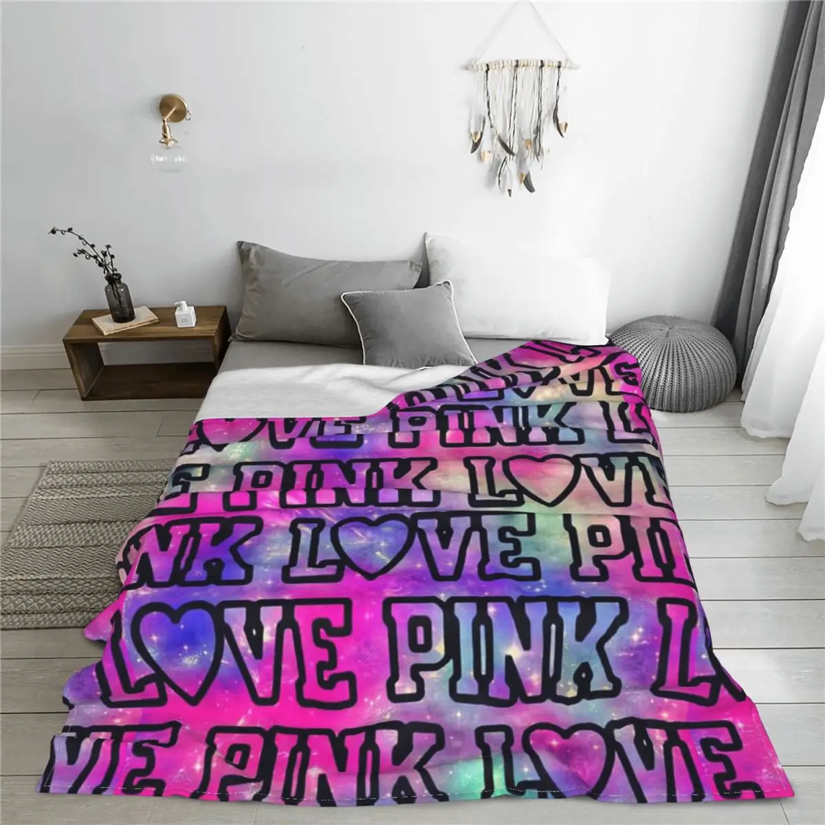 

Love Pink Blanket Anti Pilling Hot Cool Flannel Printed Multifunction Lightweight Throw Blankets for Home Couch Bedding Throws