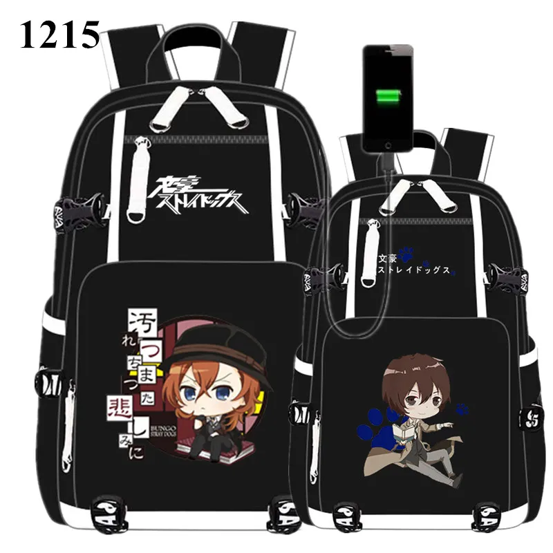 

Bungo Stray Dogs Anime USB Port Backpack Bag Laptop Travel Computer Rucksack School Book Student Kids Boys BookBag