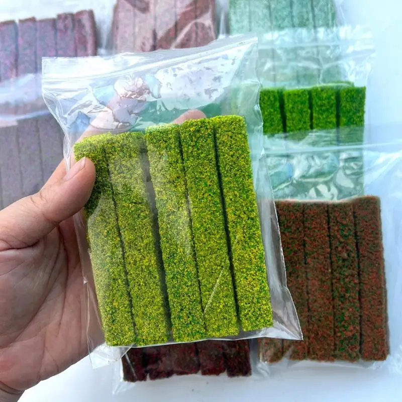 2Pcs Simulation Green Grass Fence Shrub Strips - DIY Sand Table Materials For Indoor Outdoor Building Diorama Model Accessories