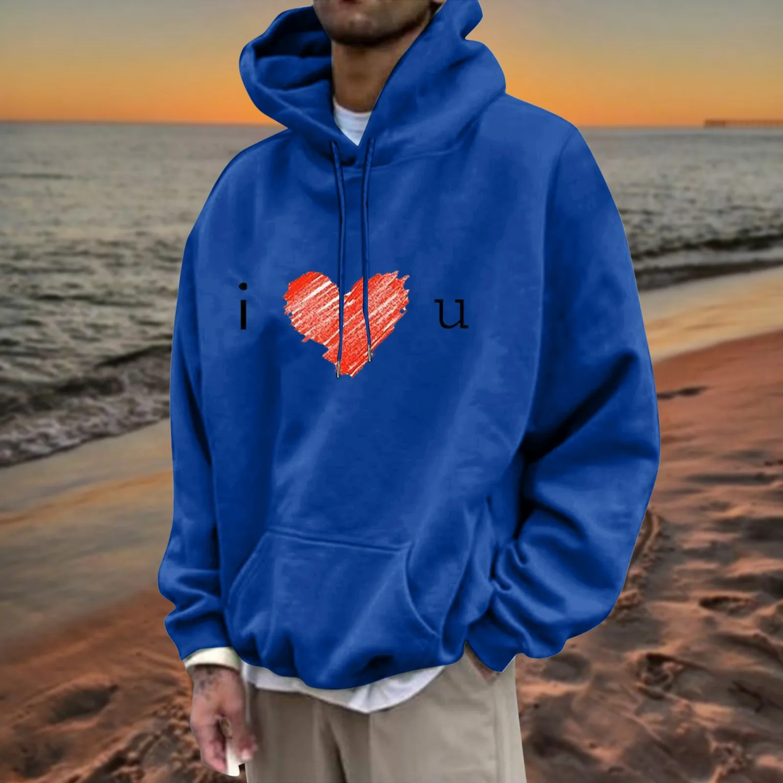 

Valentine's Day Couple Fun Printed Hoodie Unisex Hoodie Couple Hoodie Retro American Windbreaker Windproof