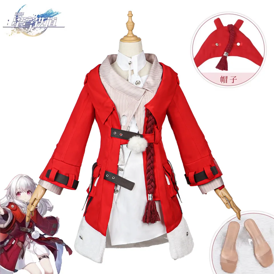 

Clara Cosplay Costume Wig Game Honkai: Star Rail Cosplay Clara Red Suit Long Hair Halloween Party Game Clothing For Women Girls