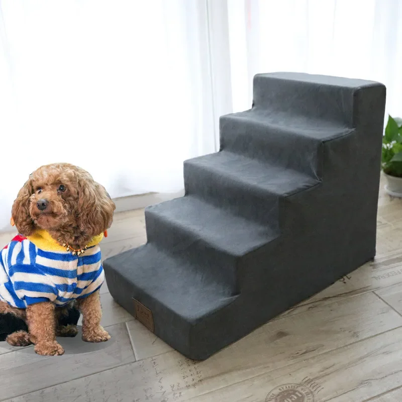 

Portable Anti-Slip Sponge Ladder with Cover, Pet Safety Ramp, Indoor Dog Stairs, Cat, Removable Sofa Bed, 65x50x38 cm, 5 Steps