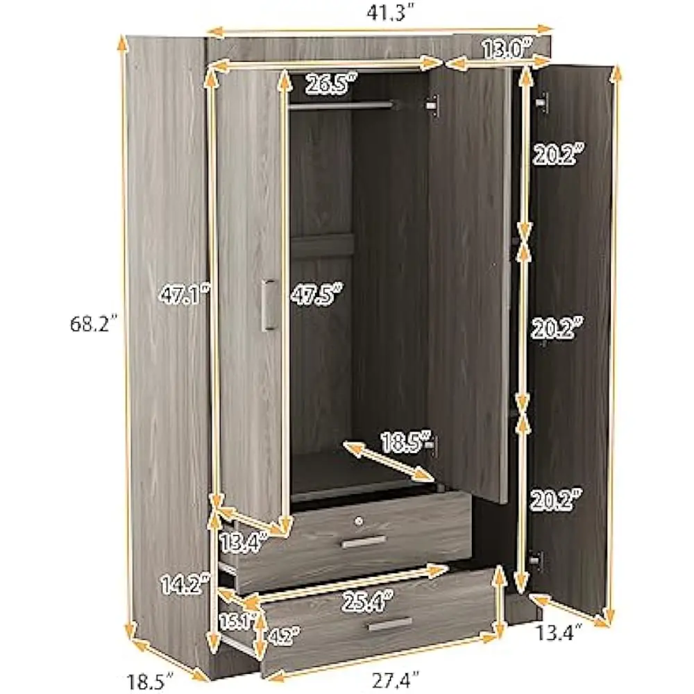 3-Door Wardrobe Cabinet 3