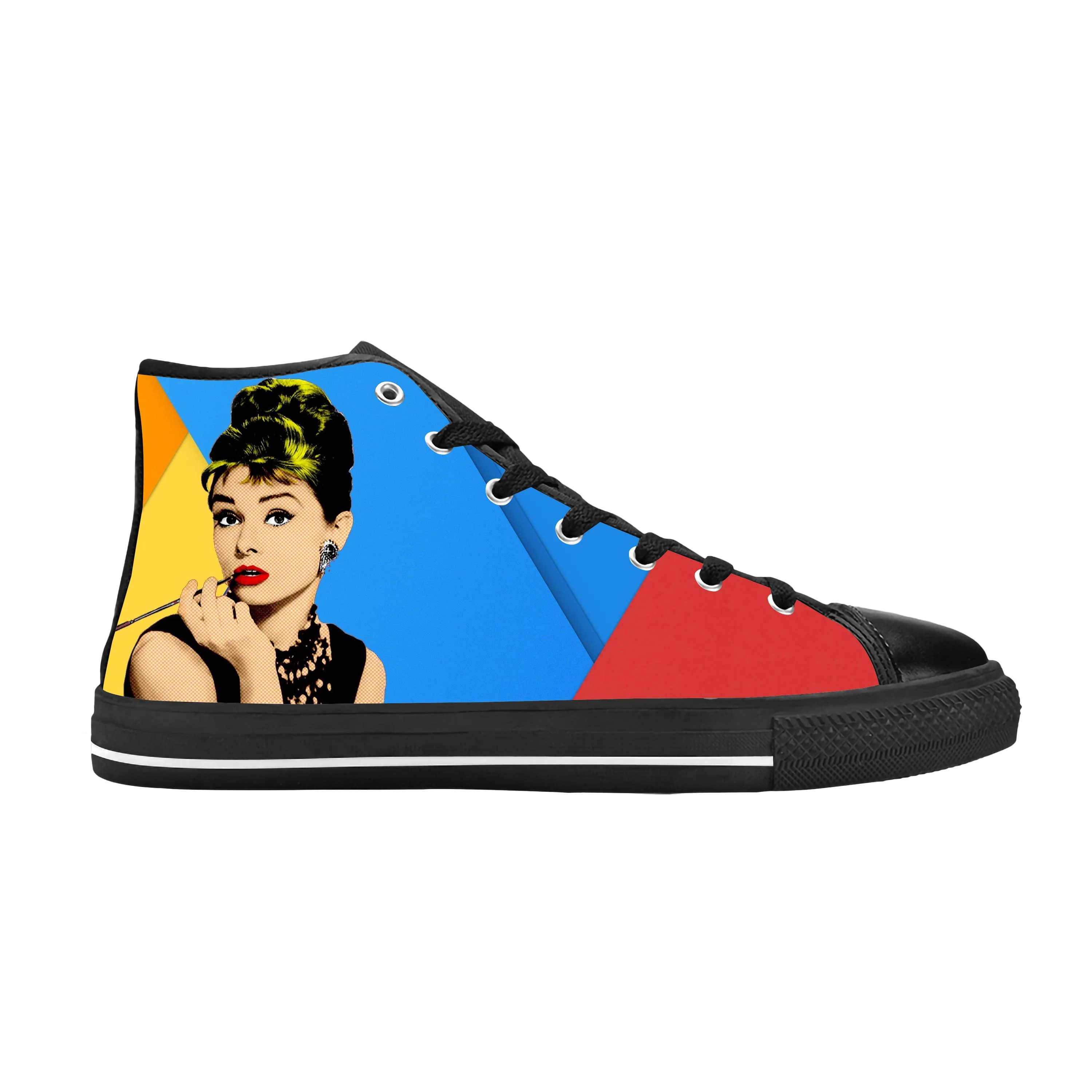Hot Audrey Hepburn Movie Star Actor Cute Fashion Casual Cloth Shoes High Top Comfortable Breathable 3D Print Men Women Sneakers