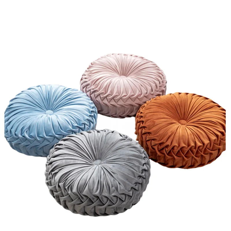

Nordic Cushion Solid Color Round Office Sofa Wild Cushion Pillow Handmade Fold Floor Pillow Pumpkin Seat Home Decoration Product