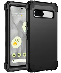 Durable Shockproof Rugged Armor Phone Case with Soft Silicone and Hard Plastic Back Cover for Pixel 6 Pro (Black)