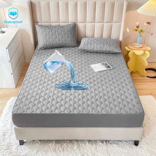 Waterproof Mattress Pad Protector Thickened Cotton Double Elastic Fitted  Sheet Bed Covers Anti-slip Pad for Bed 160x200 180x200 - AliExpress