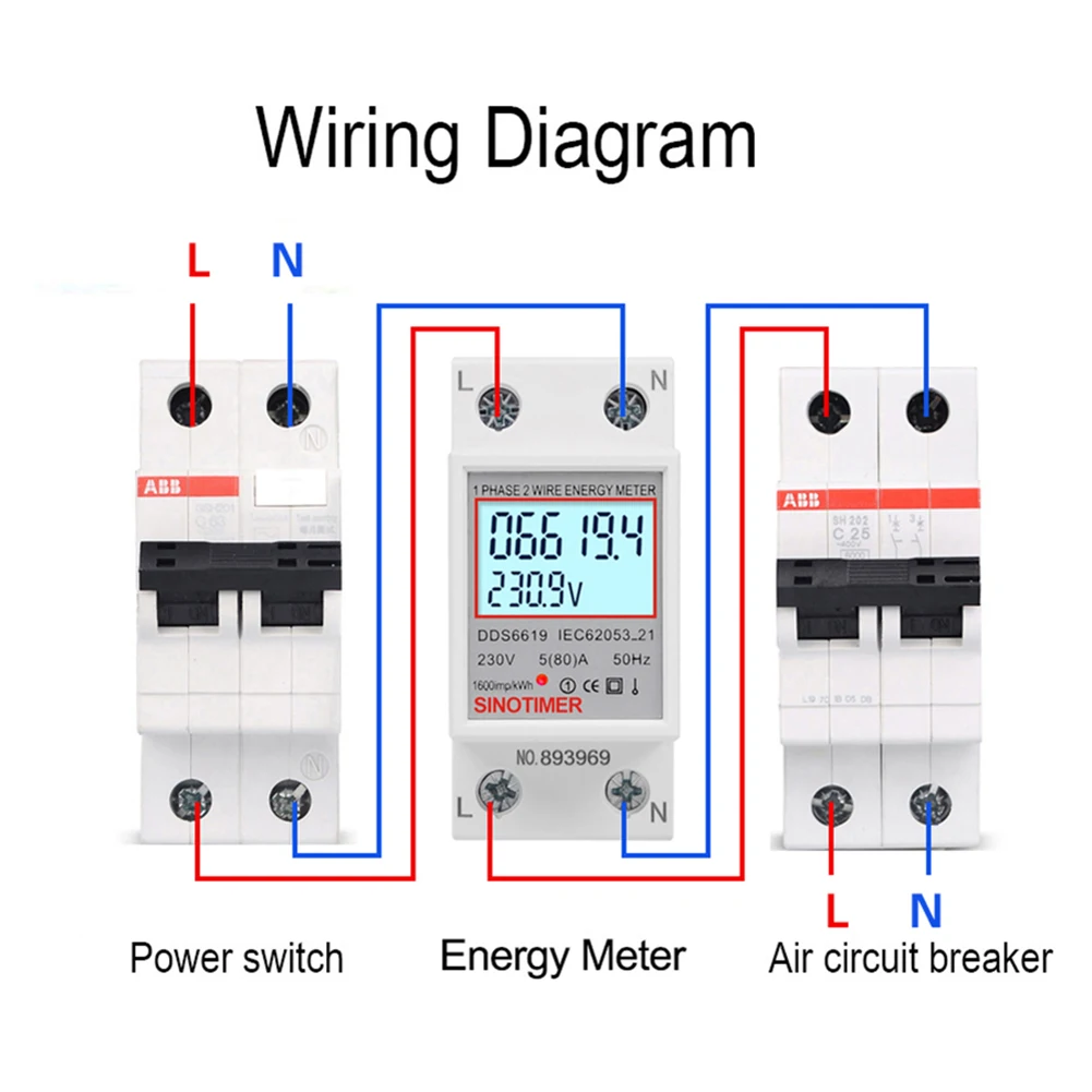 Digital Single Phase Energy Meter LCD Display