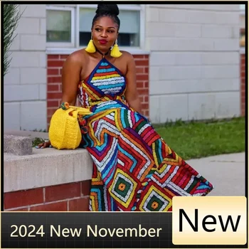 Abiti africani personalizzati per donna Elegante Dashiki estivo senza spalline Abito lungo da donna Abbigliamento tradizionale africano Fata 1