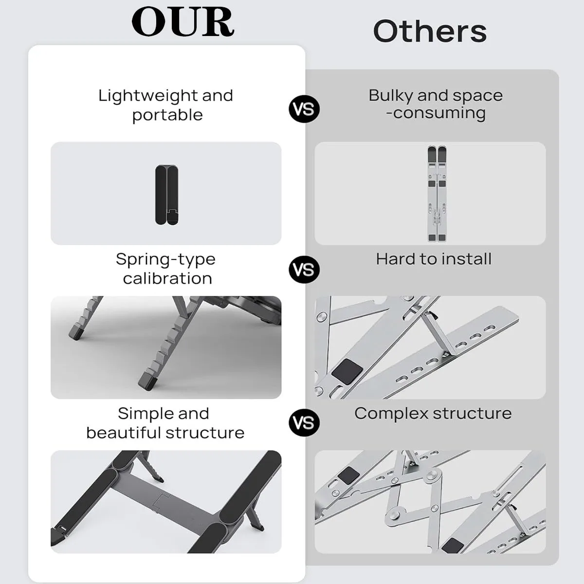 알루미늄 합금 이중 접이식 노트북 및 태블릿 스탠드 ? 책상용 초소형 디자인 및 출장용 접이식 스탠드