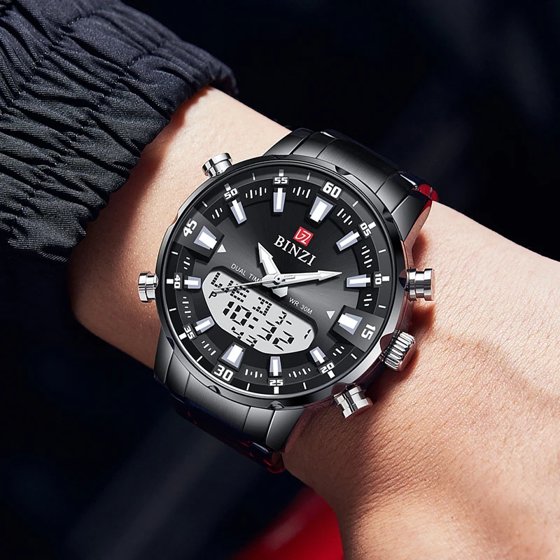 Men Sports Watch For Men Digital Wrist Watches Quartz Dual Display LED Display Luminous Male Clock Top Brand Luxury Chronograph