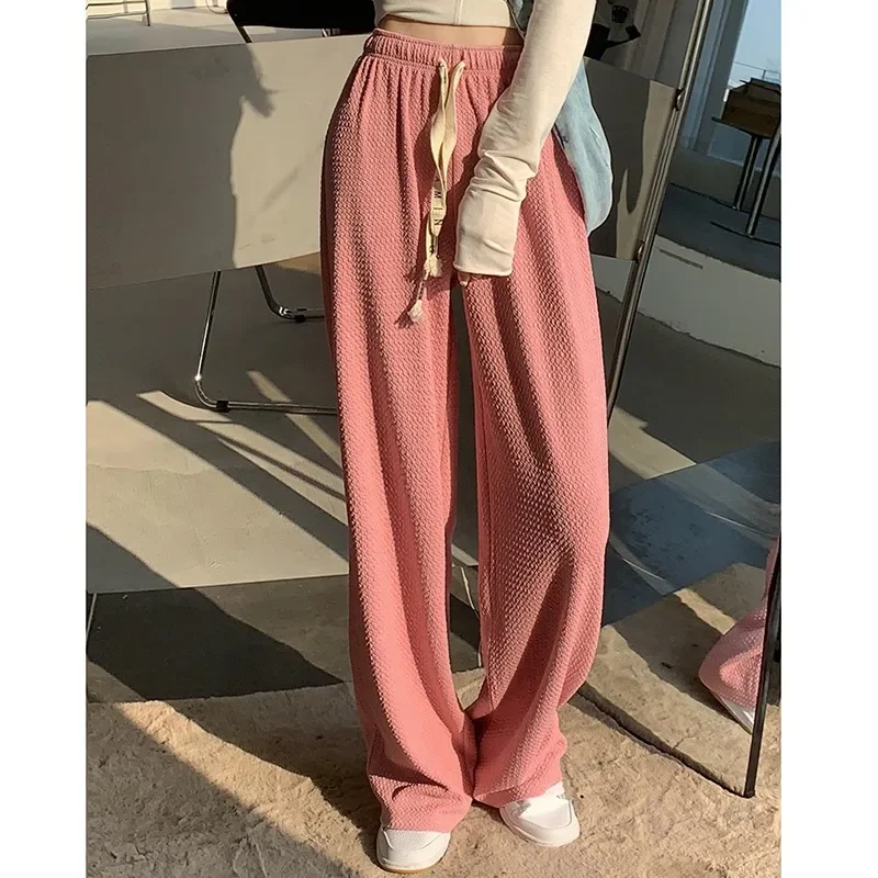 

Y2k Women High Waist Floor-Length Suits Pants Spring Autumn Casual Loose Wide Leg Pants Letter Drawstring Straight Long Trousers