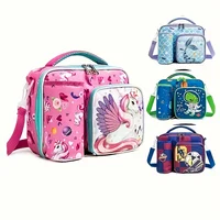 Multi functional pattern cooler lunch box, fresh and portable insulated Oxford lunch bag, children's hot food picnic lunch bag 1