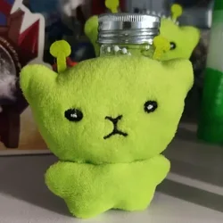 Green Alien Cat Plush Keychain - Mini Galaxy Style Furry Pendant for Couples, Cute Cartoon Bag Charm Decor Gift (1PC)
