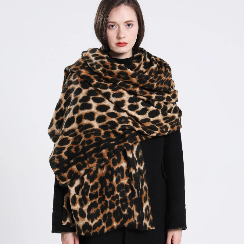 

Design Leopard Print Winter Scarf for Women Lady Shawls and Wraps Cashmere Scarves Pashmina Bufanda Foulard Thick Blanket