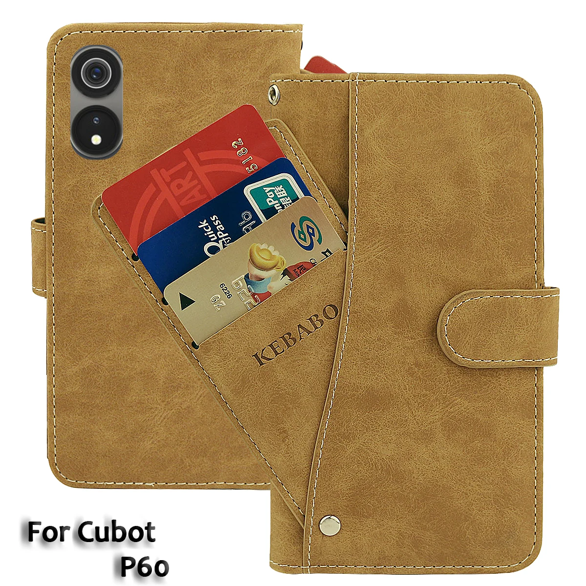 

Vintage Leather Wallet Cubot P60 Case 6.52" Flip Luxury Card Slots Cover Magnet Phone Protective Cases Bags