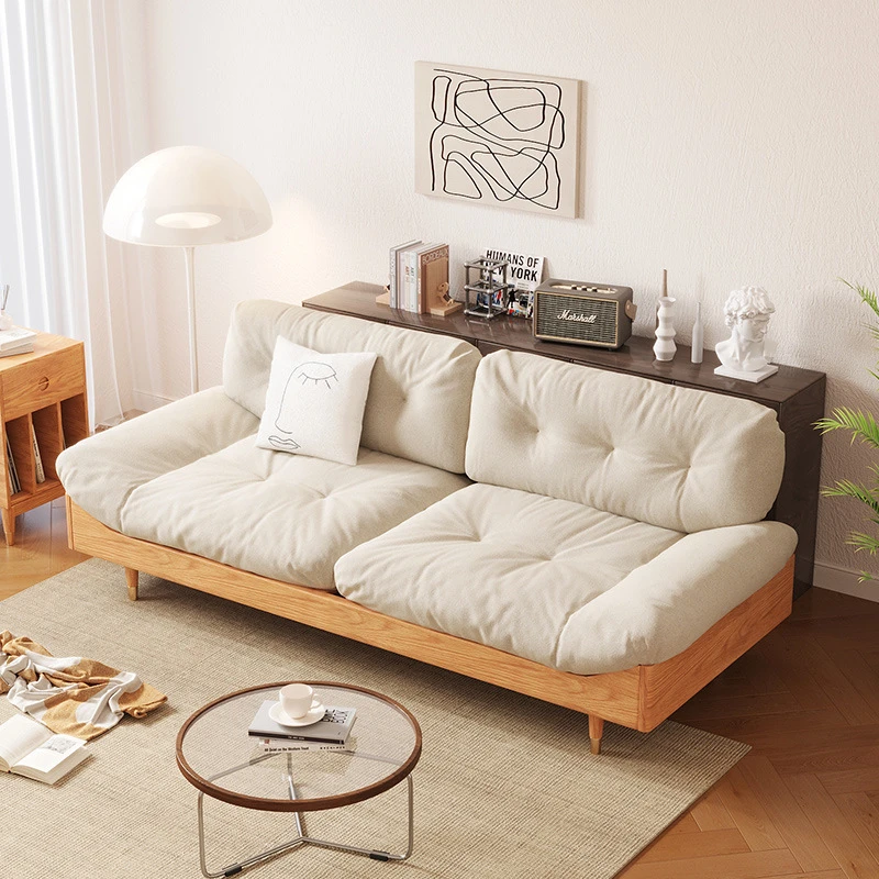 Japanese Style Solid Wood Cloud Cloth Sofa Living Room Simple Small Family Style Quiet Wind