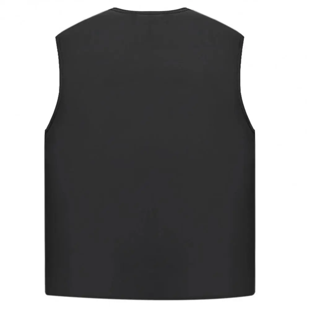 

Soft Men Winter Vest Winter Warm Plush Lining Men's Sleeveless V Neck Vest with 6 Pockets Windproof Button Closure Casual Solid