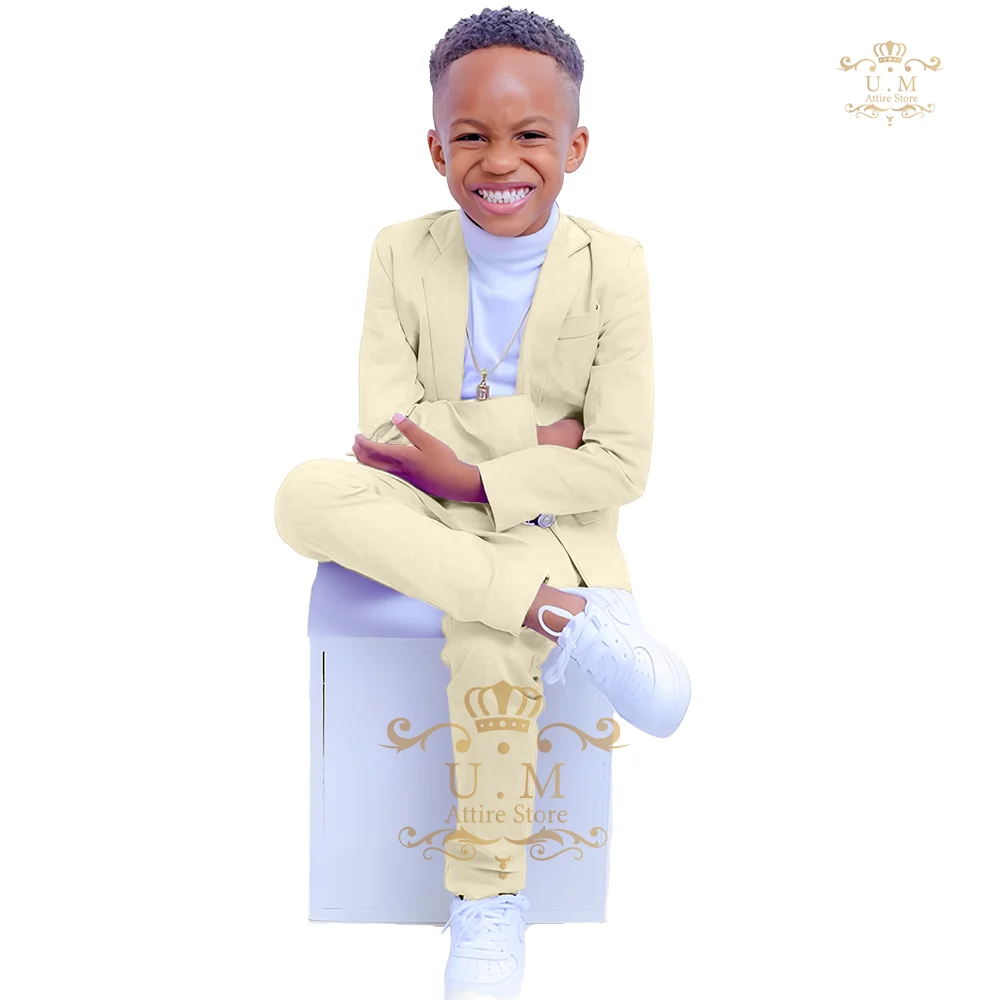 Boys' 2-piece suit (jacket + pants) purple classic slim fit children's tuxedo wedding party birthday gift kids' attire