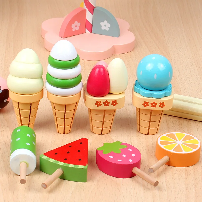 

Children's Simulation Home Kitchen Strawberry Ice Cream Table Three Layer Ice Cream Tower Educate Toys For Kids