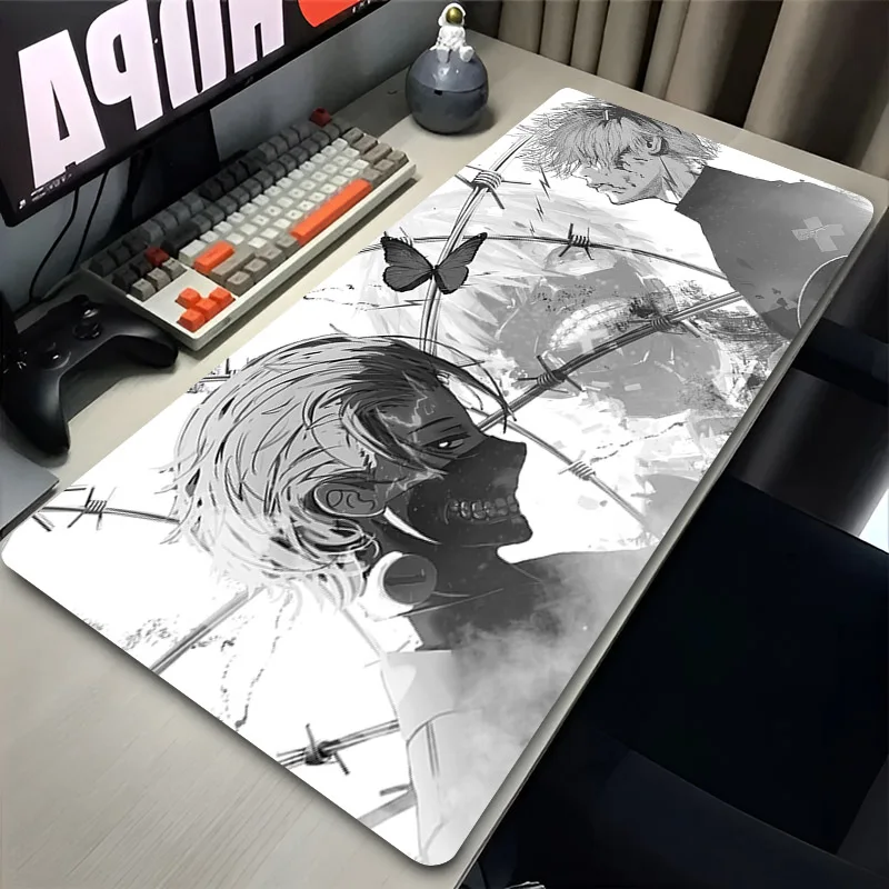 Japan Anime Tokyo Ghoul Mouse Pad Black and White Kaneki Ken Desk Mat Gaming Accessories Laptop Pads Gamer Extended Table Carpet 2