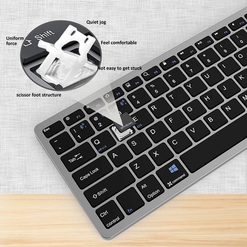 Teclado Bluetooth sem fio recarregável, hebraico, Rússia,