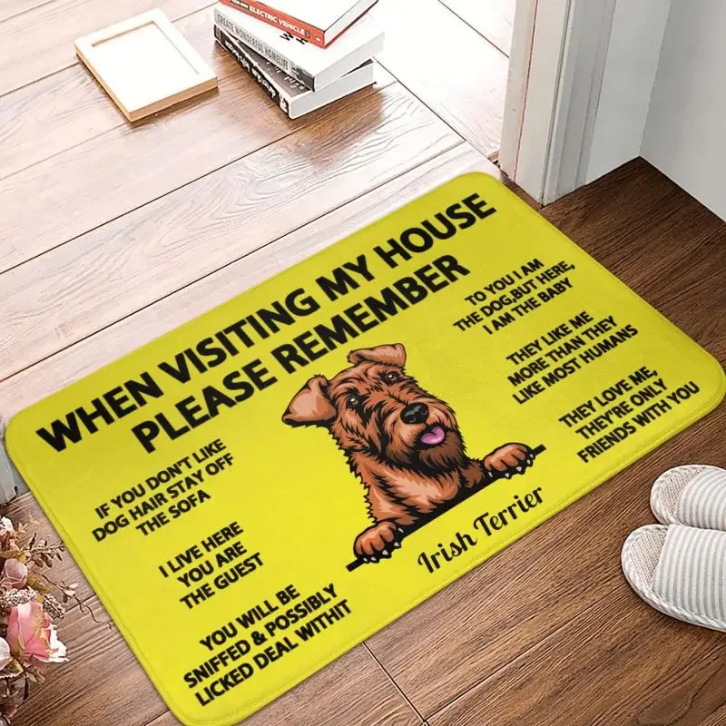 

Peeking Dog Irish Terrier Floor Door Bathroom Kitchen Mat Anti-Slip Outdoor Doormat Bedroom Balcony Entrance Rug Carpet Footpad