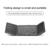 HUWEI Mini Folding Wireless Bluetooth Keyboard Russian Spanish Arabic Hebrew Portugues with Touchpad for Windows, Android, IOS 4