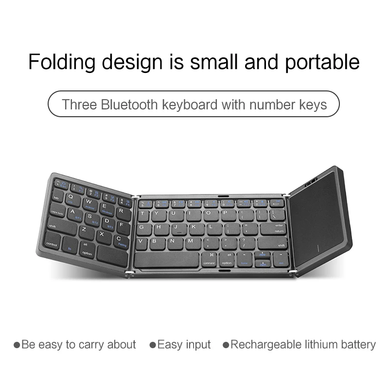 Português Árabe Russo Espanhol Francês B089t Mini Teclado Bluetooth sem Fio Dobrável com Touchpad para Windows Android Ios - Imagem 6