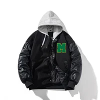 Men's Varsity Jacket | Winter Fashion Baseball Jacket with Leather Sleeves | Stylish Button-Up College Parka for Women - Image 4