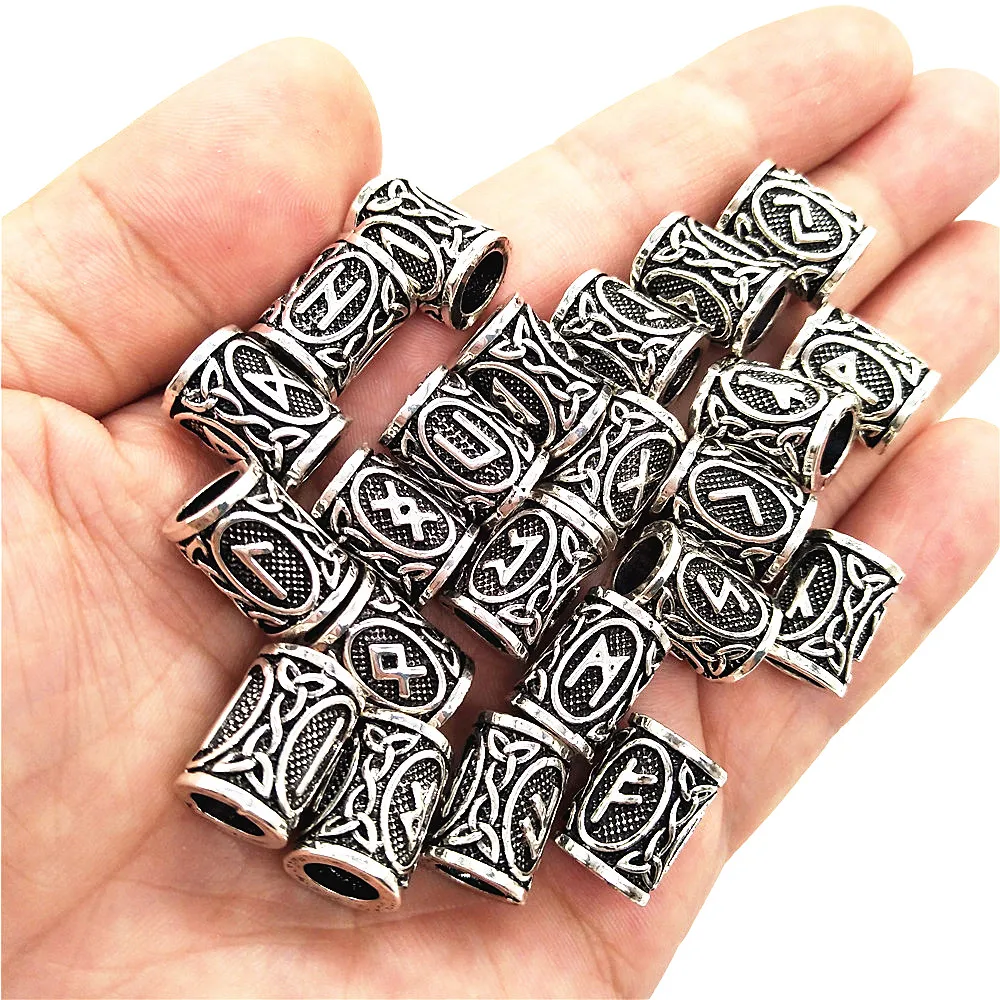 Runic Runes Metal Beads for Jewelry and Braids - Beard Boss