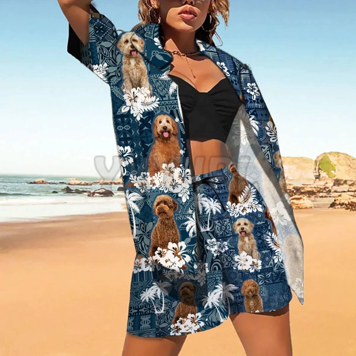 Labrador Retriever Hawaiian Set 3D All Over Printed Hawaii Shirt + Beach Shorts Men For Women Funny Dog Sunmmer Clothes