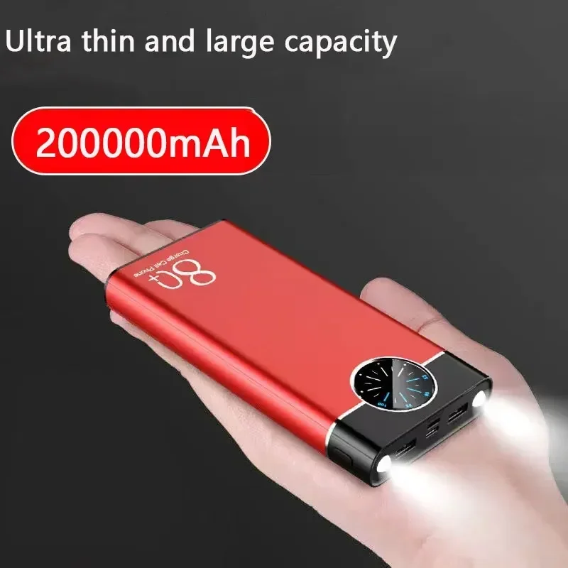 大容量アルミニウム合金パワーバンク200000mahマルチソケット超高速充電ポータブルバッテリー2023新モデル