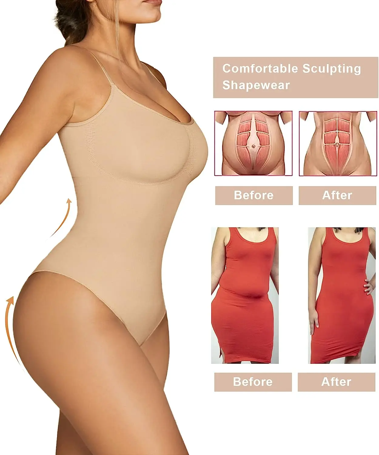 Bodysuit For Women Tummy Control Shapewear Seamless Sculpting Thong Body  Shaper Tank Top - AliExpress