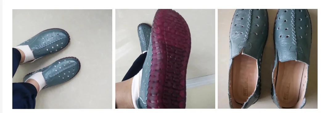 Große Größe 42 Rindsleder Ballerinas Mokassins Loafer Damen Sommer Cut-Out Schuhe Damen Fahr-Mokassins Alltagsschuhe – Detail 1