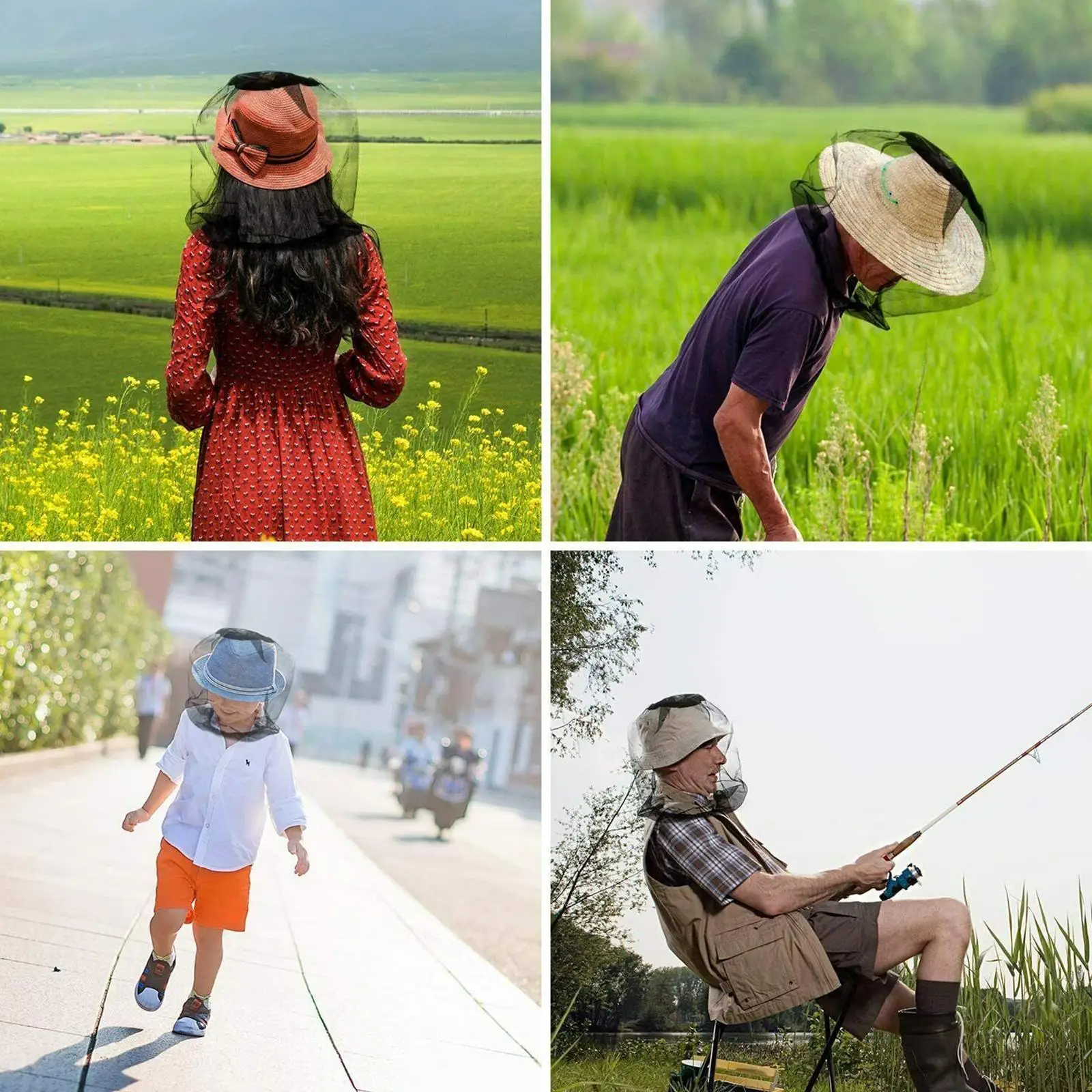 New 1pcs Bee Keeping Anti Flying Catkin Net Gauze Cap 70D Mesh Protector Hood Camp Fishing Catkin Insect Mesh Nylon Hat Net