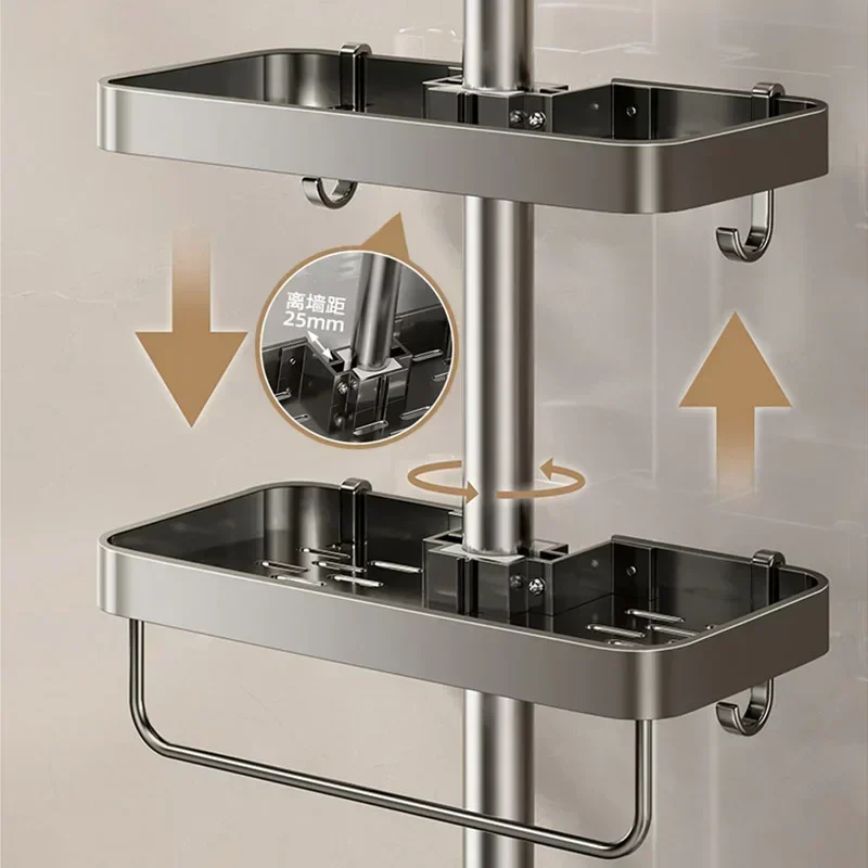 New 1PC Wall Mounted Bathroom Shower Head Holder No Drilling Required Shampoo Organizer Rack Integrated Design Storage Shelf 6