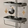 New 1PC Wall Mounted Bathroom Shower Head Holder No Drilling Required Shampoo Organizer Rack Integrated Design Storage Shelf 6