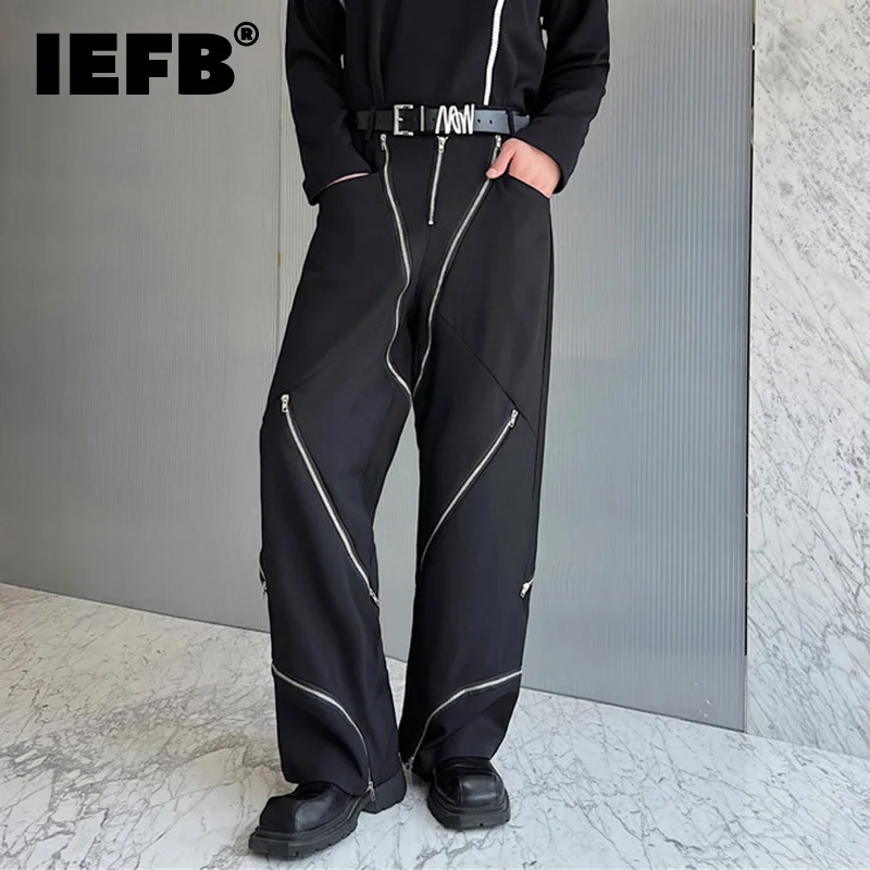 

IEFB Trendy Men's Suit Pant New Stylish Mulit Zipper Overalls Personality Nihce Design Streetwear 2023 Niche Design 9C1411