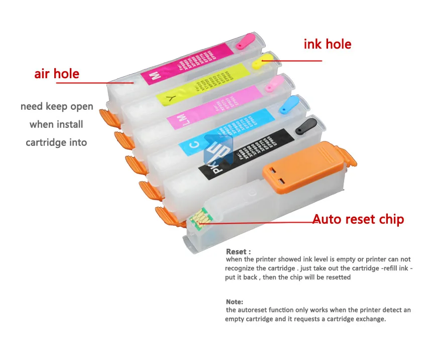 T2431 Refillable Ink Cartridge 6pcs for Epson Expression Photo XP750 XP850 XP950 XP860 XP55 XP760 XP960 XP970 printer 24XL